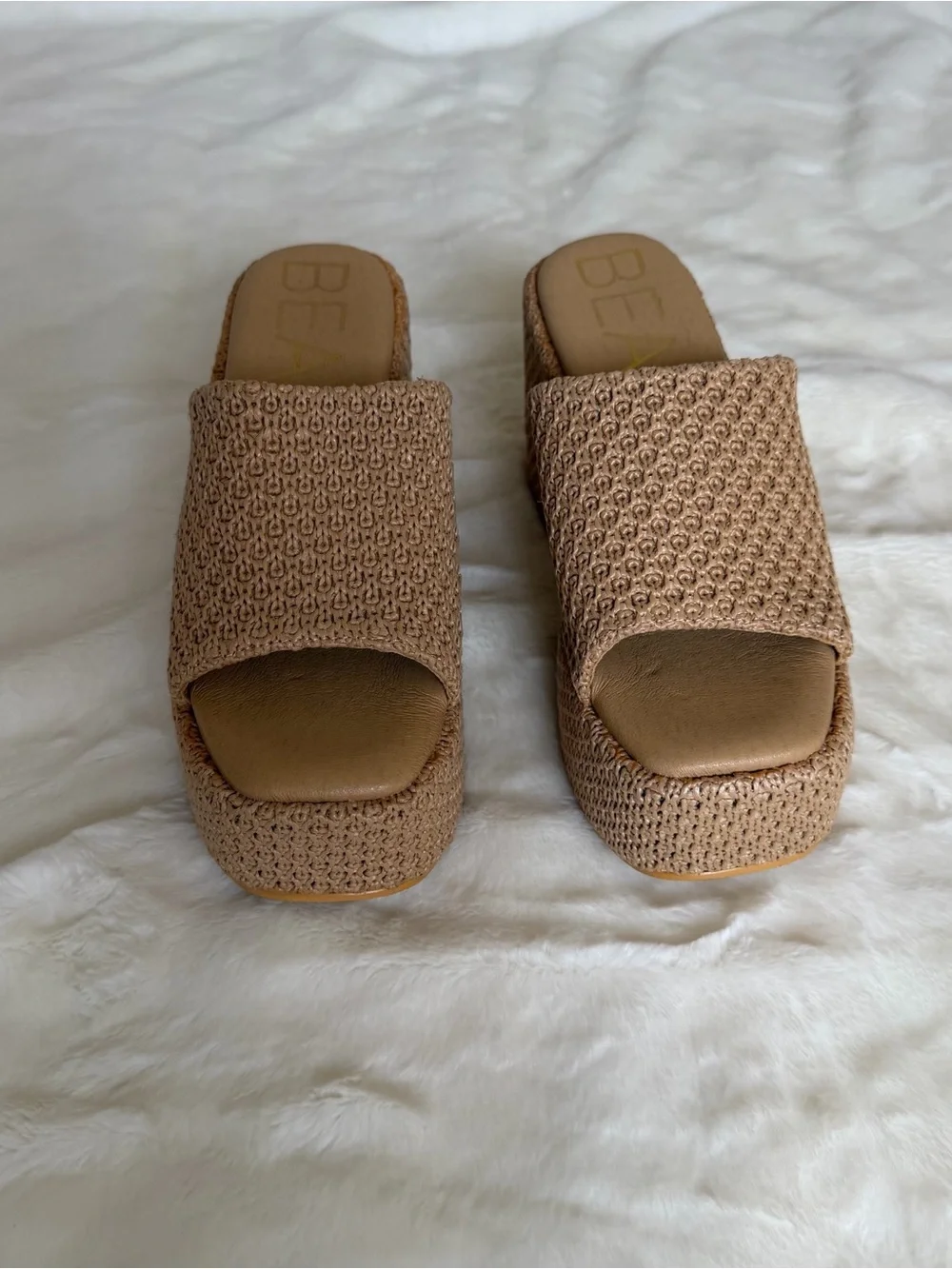 Beach By Matisse Como Beige Platform Slide Mule Heels for Women